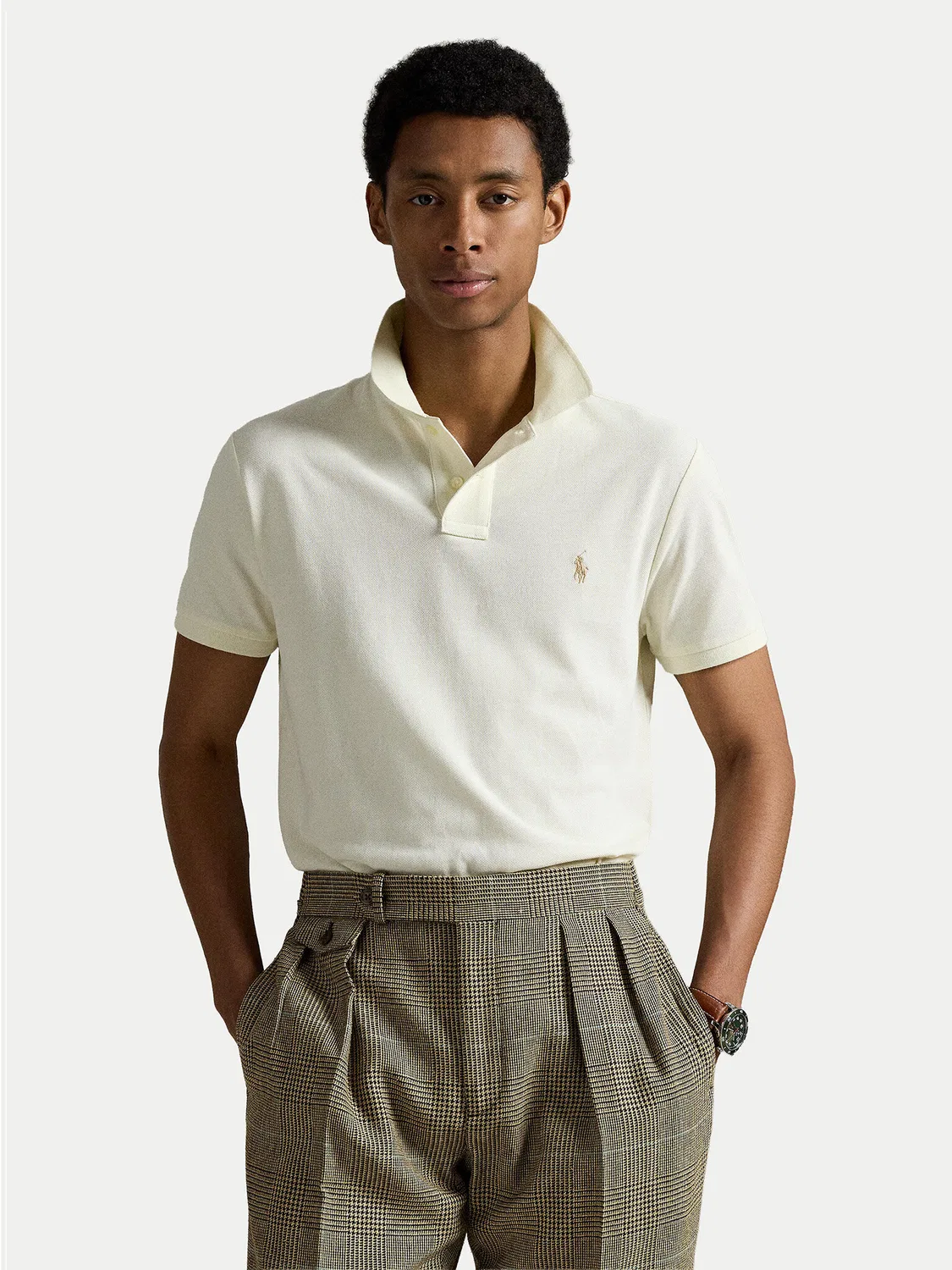 Мужское поло цвета экрю стандартного кроя Polo Ralph Lauren, кремовый