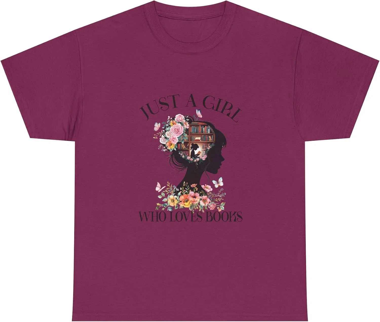 Женская футболка с принтом Just a Girl Who Loves Books, ягодный