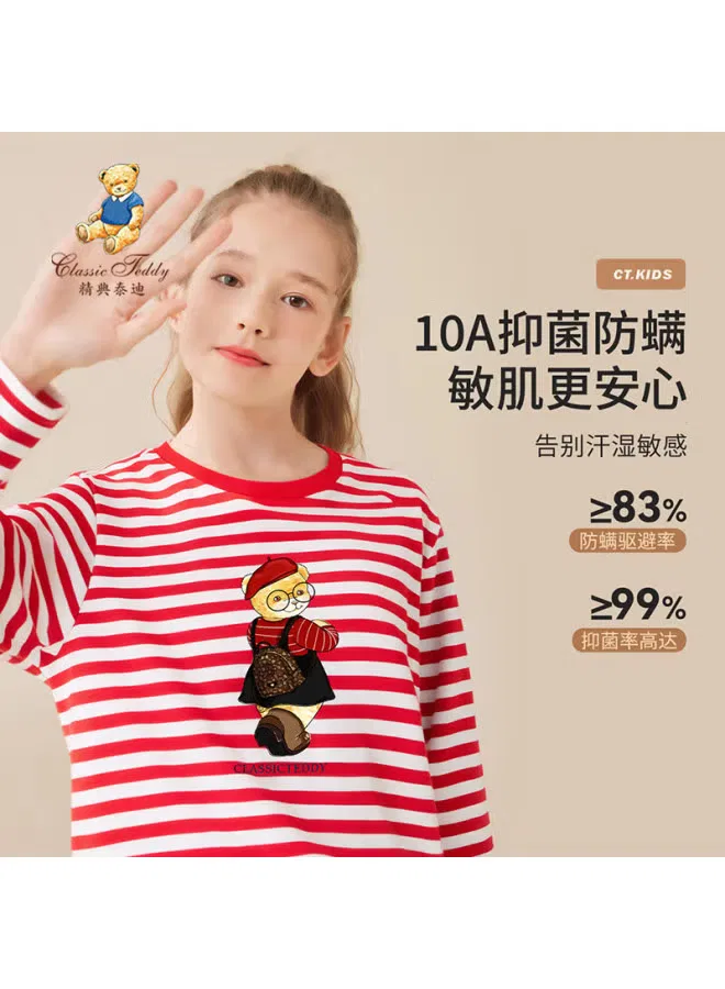 Лонгслив детский с длинным рукавом в полоску Classic Teddy, красный