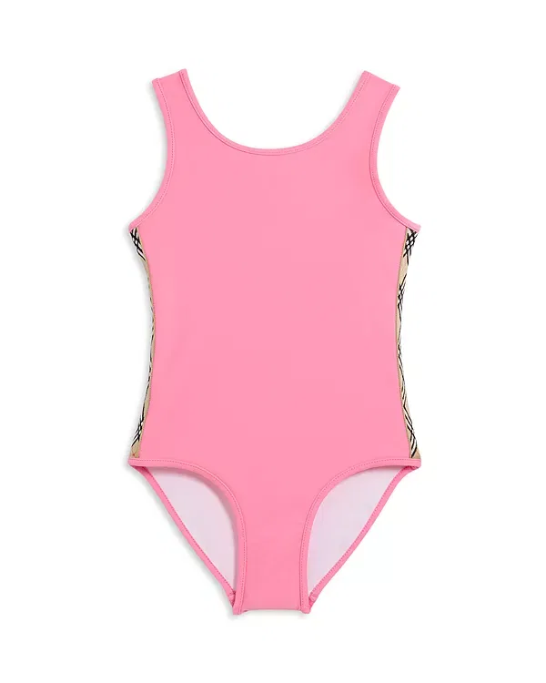 Детский купальник для девочек с чековой отделкой Tirza Check Trim Burberry, Floss Pink