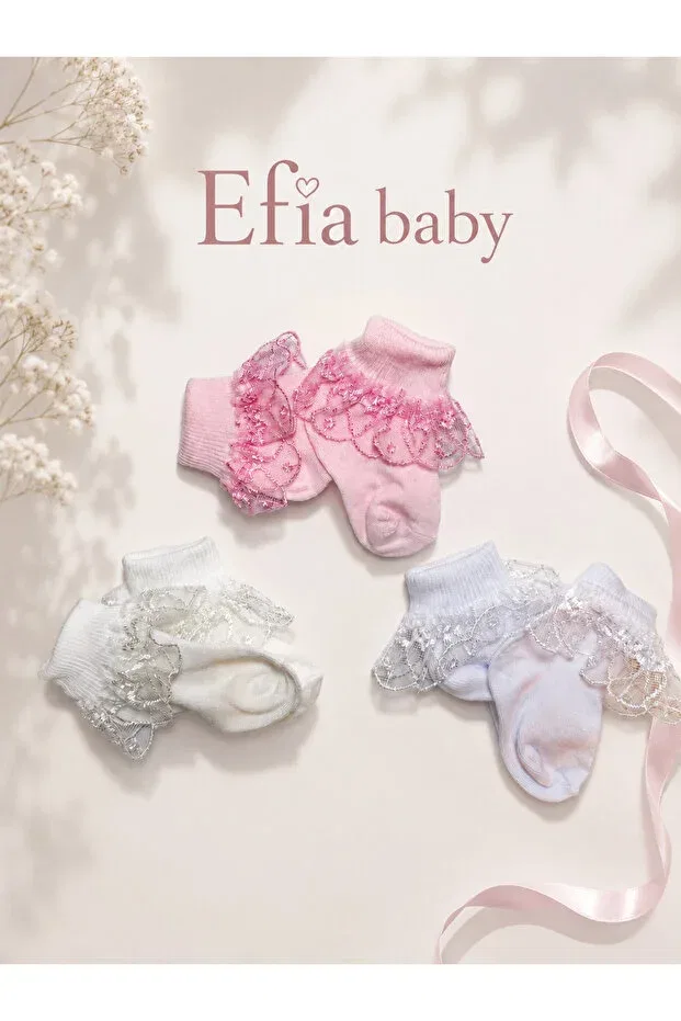 Детский комплект носочков для девочек кружевной Efia Baby, Multicolor