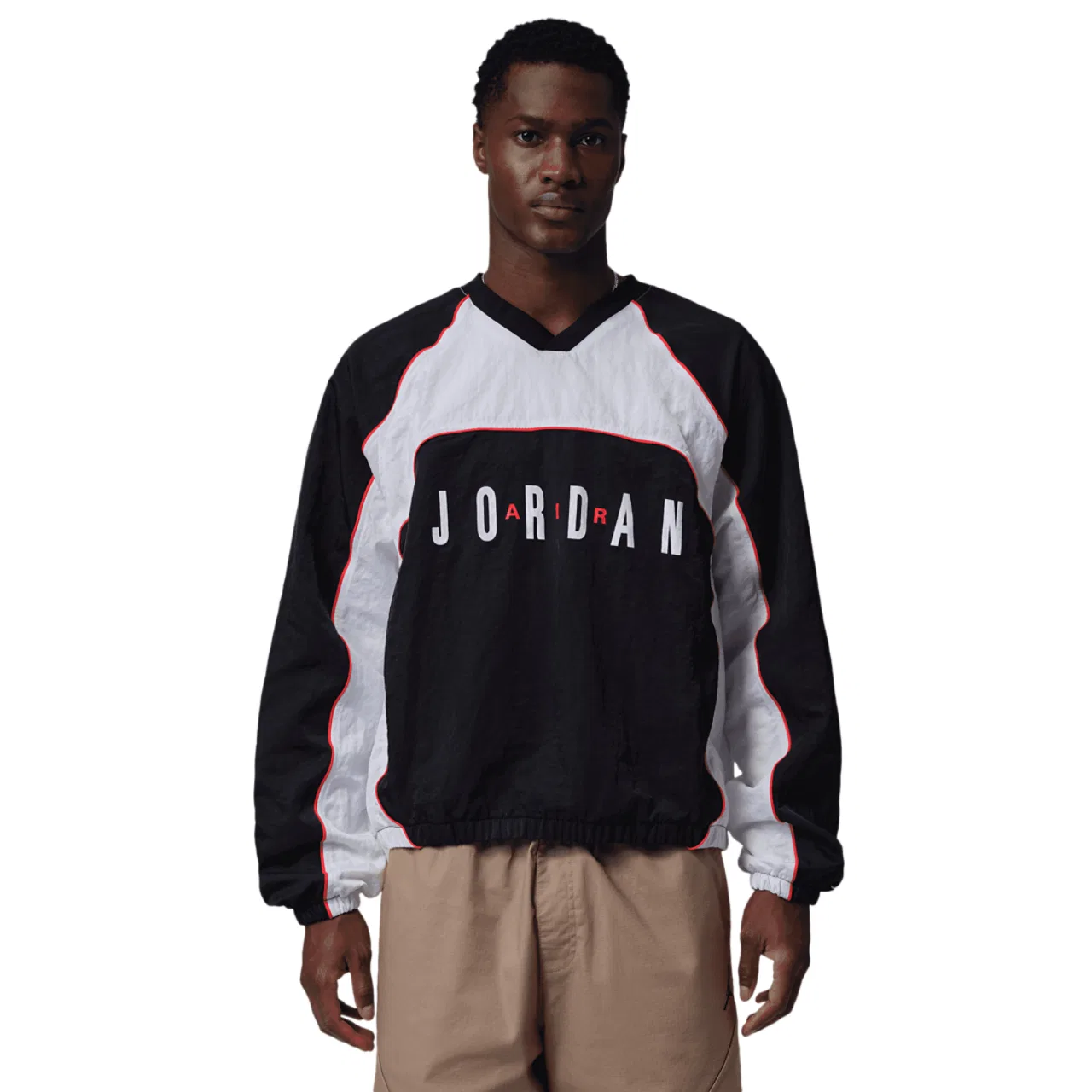 Мужская флисовая толстовка с длинным рукавом Flight Long Sleeve Warm-Up Top Jordan, цвет White/Black/Chile Red