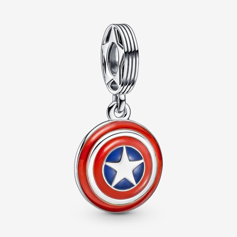 

Шарм Pandora Marvel The Avengers Captain America Shield Dangle, серебро/красный, синий