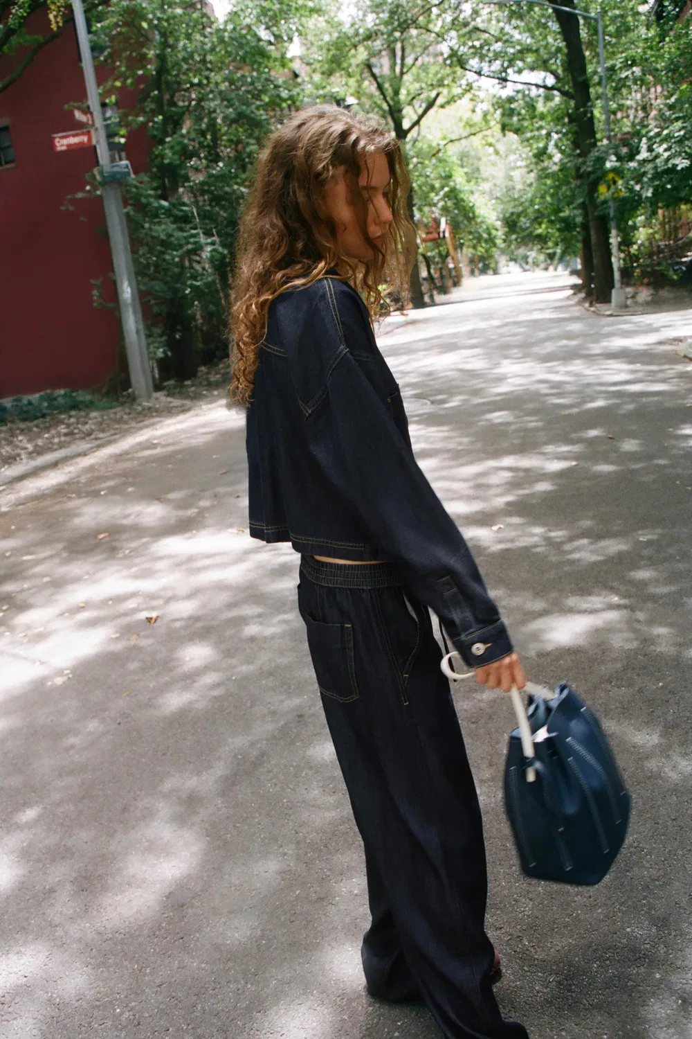 Джинсы-джоггеры Z1975 с высокой талией и широкими штанинами ZARA, Blue — фото 4