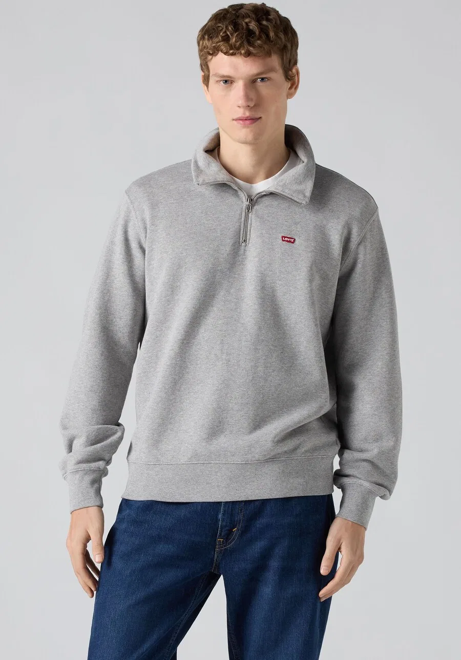 Толстовка LEVI'S 'Original HM 1/4 Zip' светло-серого цвета — фото 2