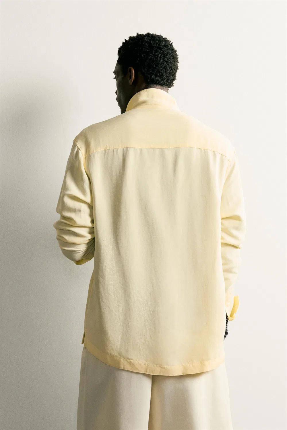 Поло из вискозы и льна, стандартного кроя. ZARA, Light yellow — фото 3