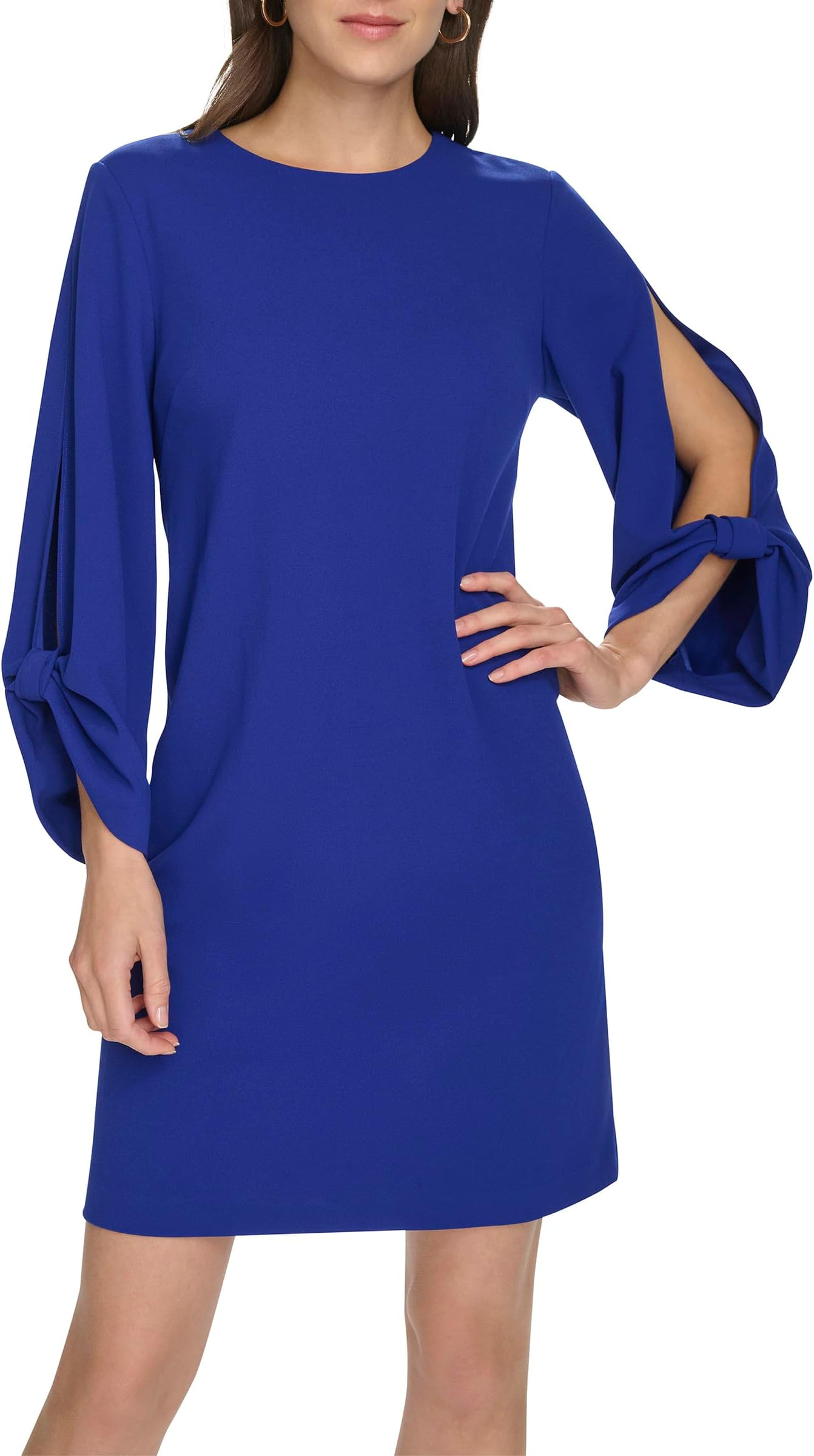 

Платье Calvin Klein Scuba Crepe Keyhole Sleeve, цвет Ultramarine