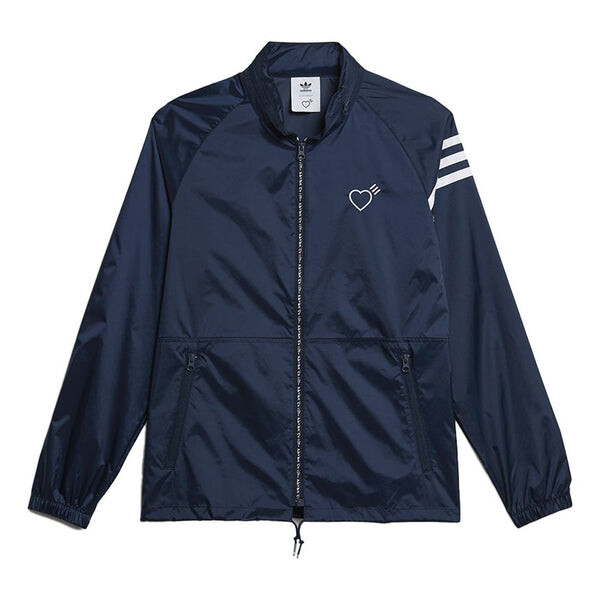 

Куртка adidas originals x HUMAN MADE Crossover Embroidered Logo hooded Sports Jacket Navy Blue, синий