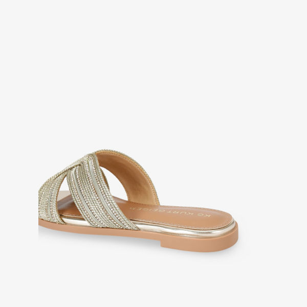 Мюли Pose Kg Kurt Geiger с кристаллами и жемчугом плетеные, золотой — фото 4