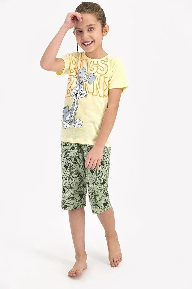 Детский комплект для девочек с принтом Bugs Bunny Capri Set Looney Tunes, Light Yellow