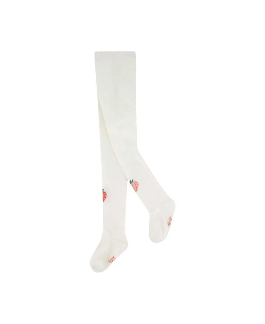Колготки с аппликацией клубника Frosted Strawberry Deux par Deux, Off-White