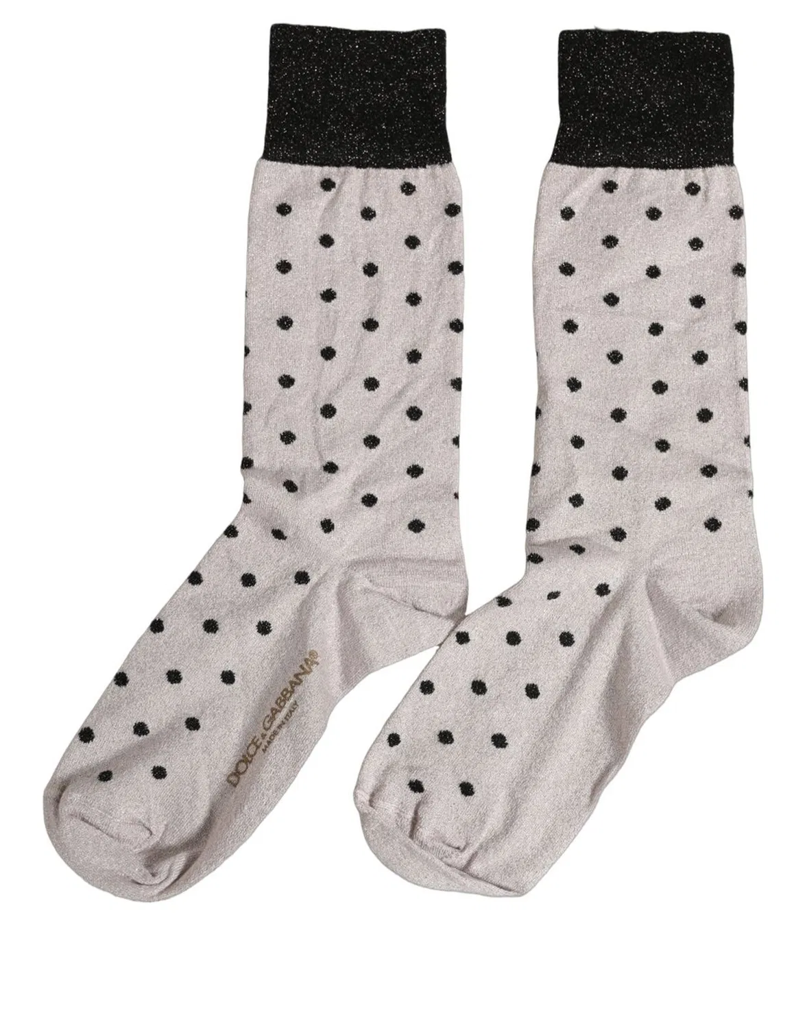 Женские носки с гороховым принтом Mid Calf Dolce & Gabbana, Black and Gray — фото 2