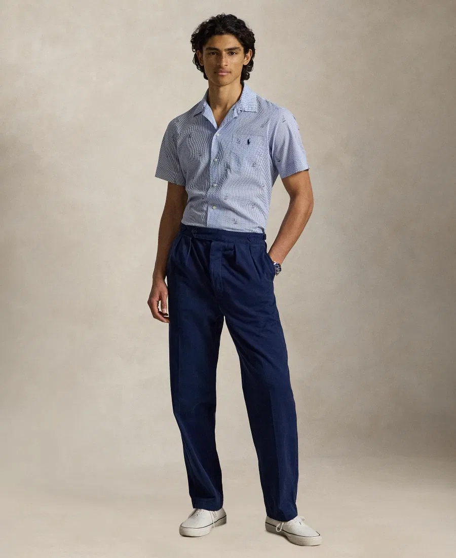 Мужская рубашка классического кроя с принтом Sailboat Seersucker Polo Ralph Lauren, Sailboat On Stripe — фото 2