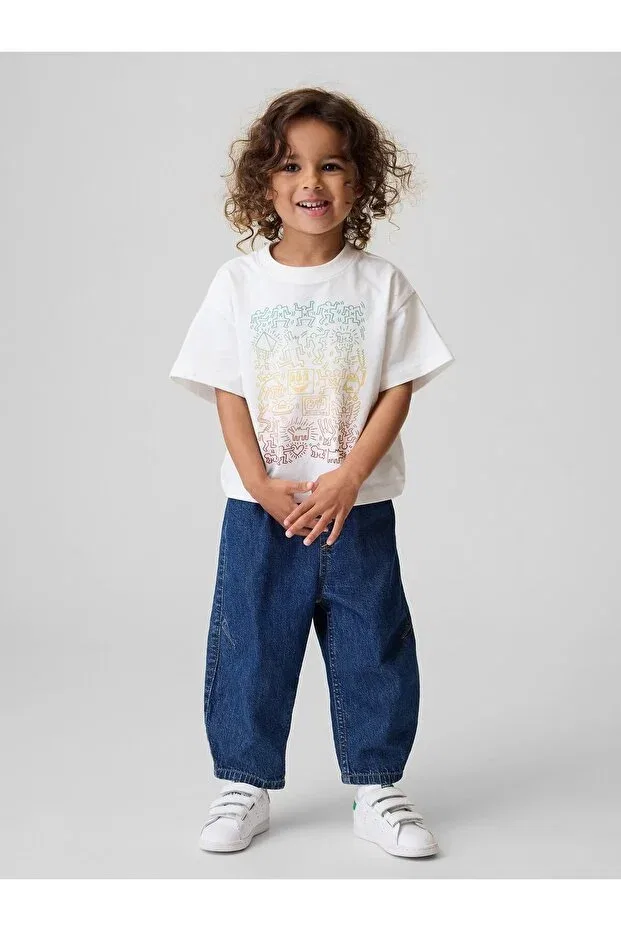 Детская футболка для мальчиков с принтом Keith Haring Graphic Printed, Gap, White-001 — фото 4