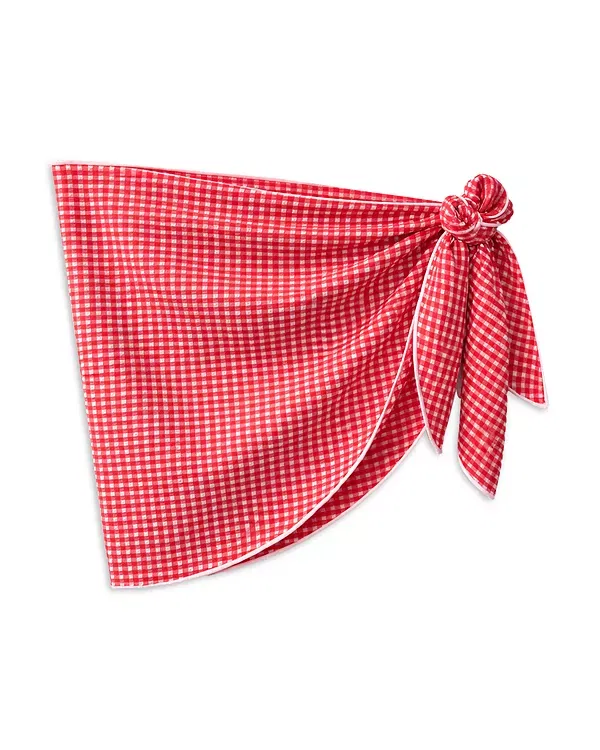 Детский купальник для девочек с принтом sarong KatieJ NYC, Red Gingham