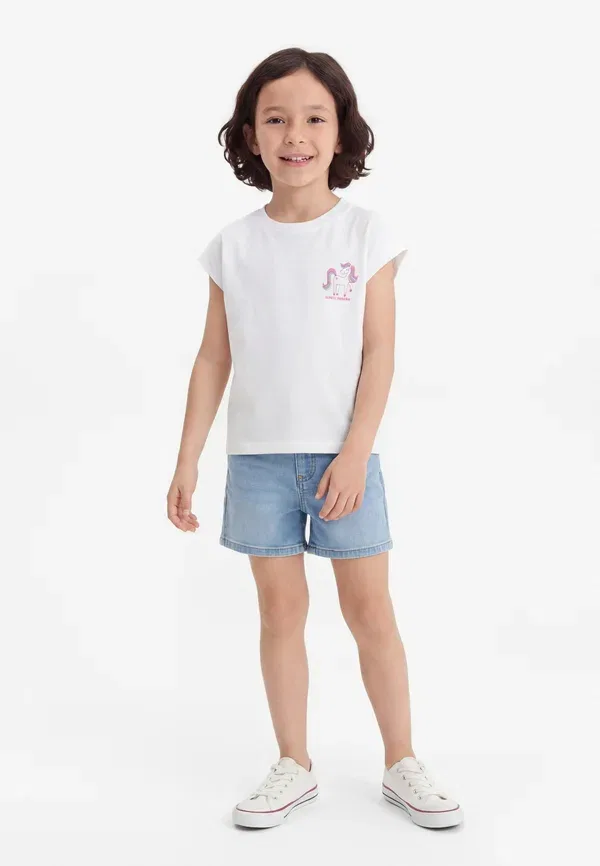 Футболка с принтом, хлопок, Nmfvarutti loose 2 pack Name It, Bright White/Cradle Pink, белый/розовый