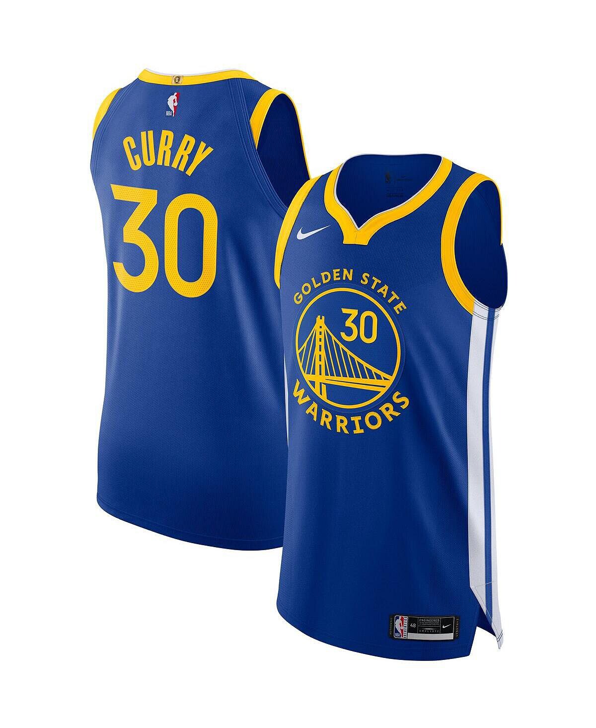 Мужская футболка stephen curry royal golden state warriors 2020/21 authentic jersey — icon edition Nike — фото 3