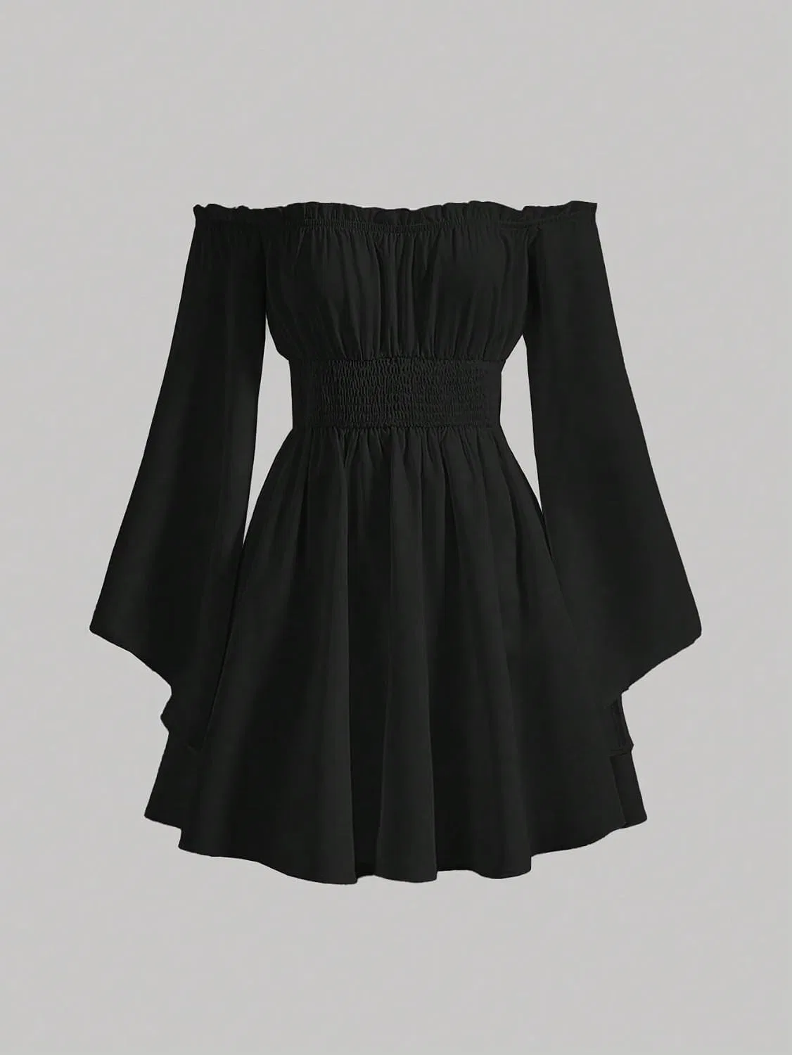 Женское casual платье A-силуэта с открытыми плечами, Black — фото 4