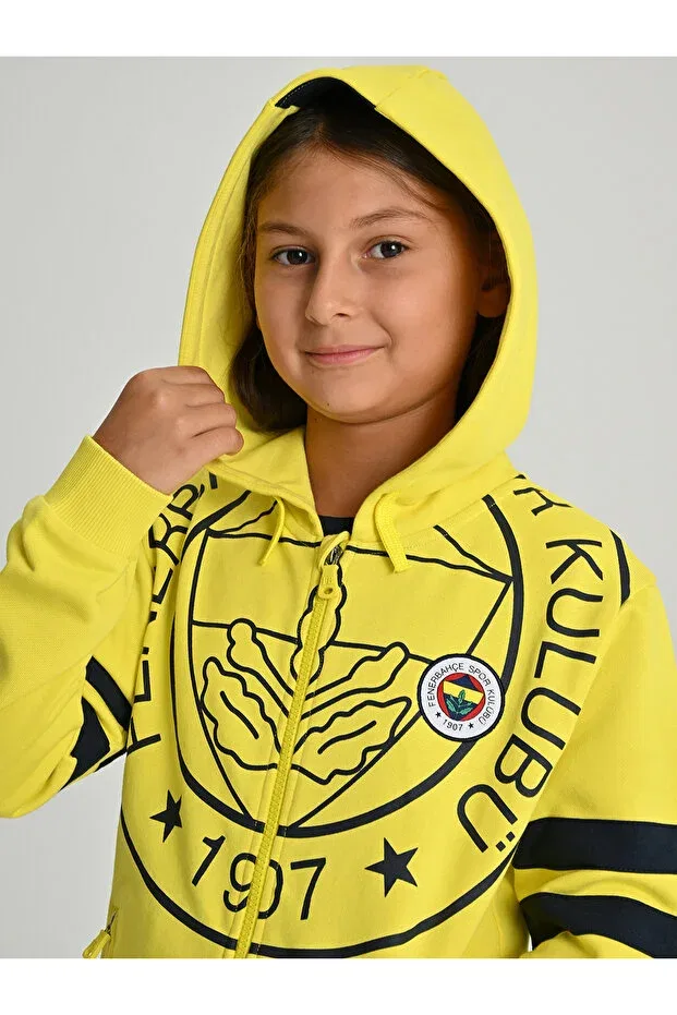 Детское худи для девочек с принтом Child Tribun Single Colour Logo Sweat Fenerium, Yellow — фото 4