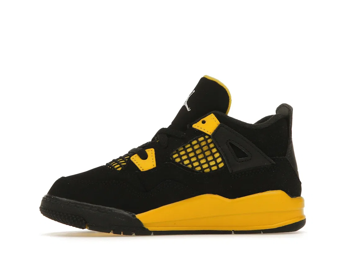 Детские кроссовки Lifestyle с ярким контрастным дизайном Jordan 4 Retro, Black/Tour Yellow — фото 3
