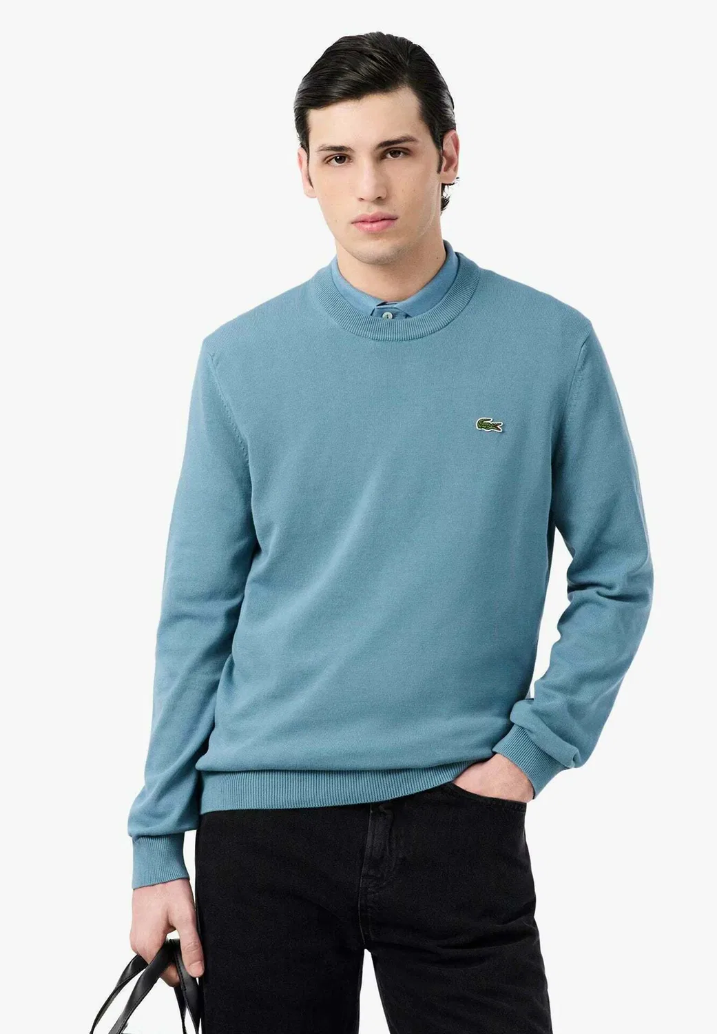 Мужские свитера с круглым вырезом Ab148 - вязаные джерси Lacoste, Azul Celeste