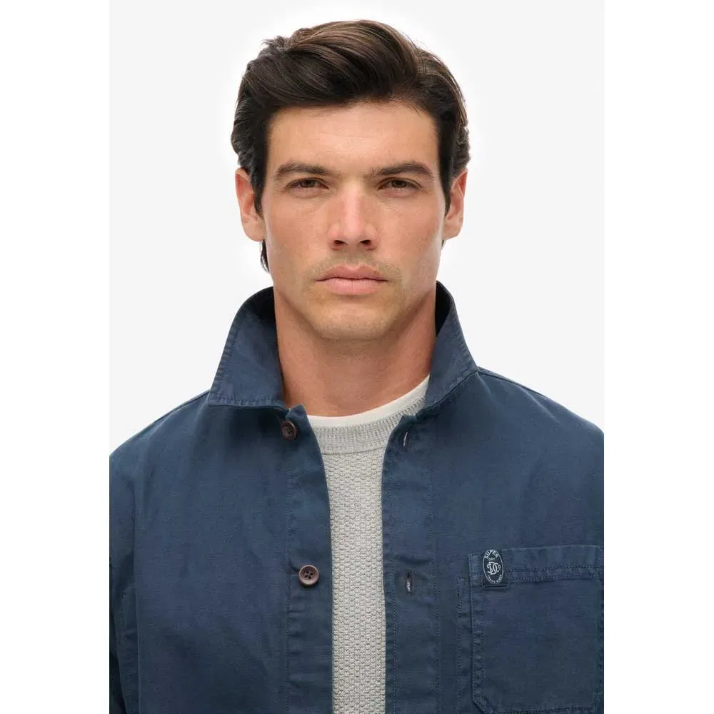 Рубашка-куртка из льняной смеси Merchant Superdry, синий — фото 4