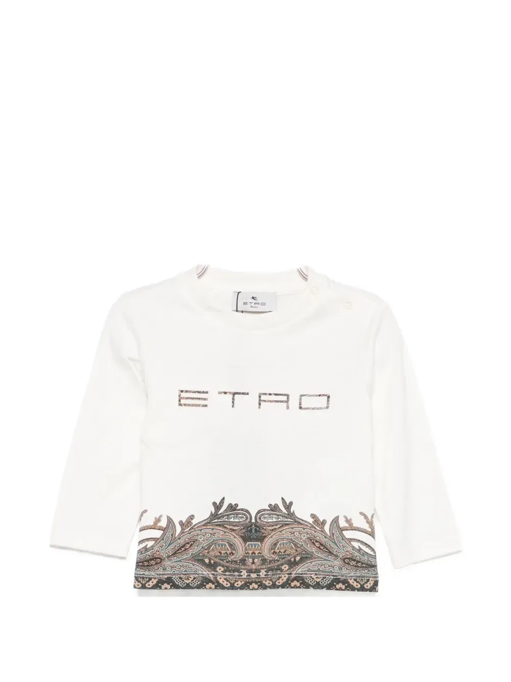 Футболка с принтом пейсли и логотипом Etro Kids, бежевый