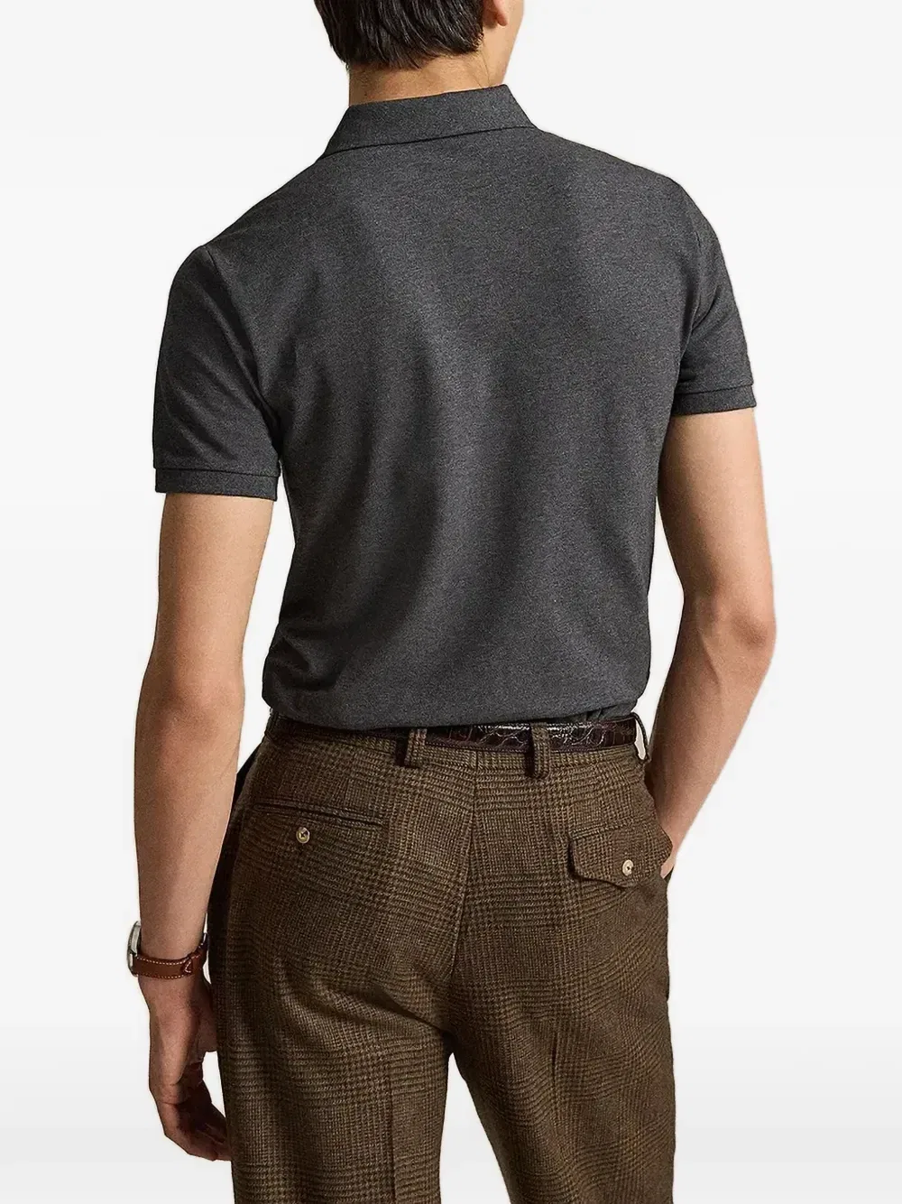 Рубашка-поло стрейч-сетка Custom Slim Fit POLO RALPH LAUREN, серый — фото 4