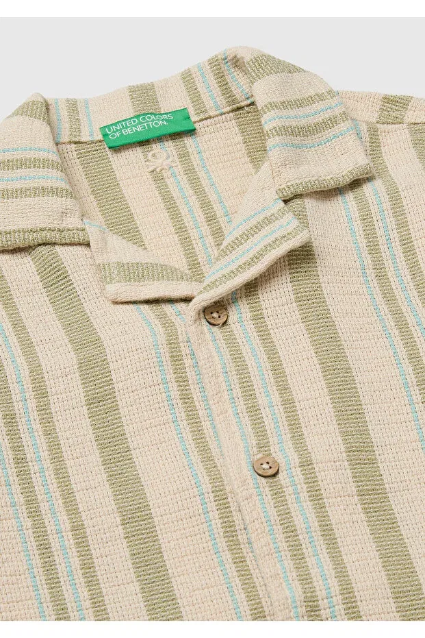 Детская рубашка для мальчиков с коротким рукавом United Colors Of Benetton, Beige — фото 3
