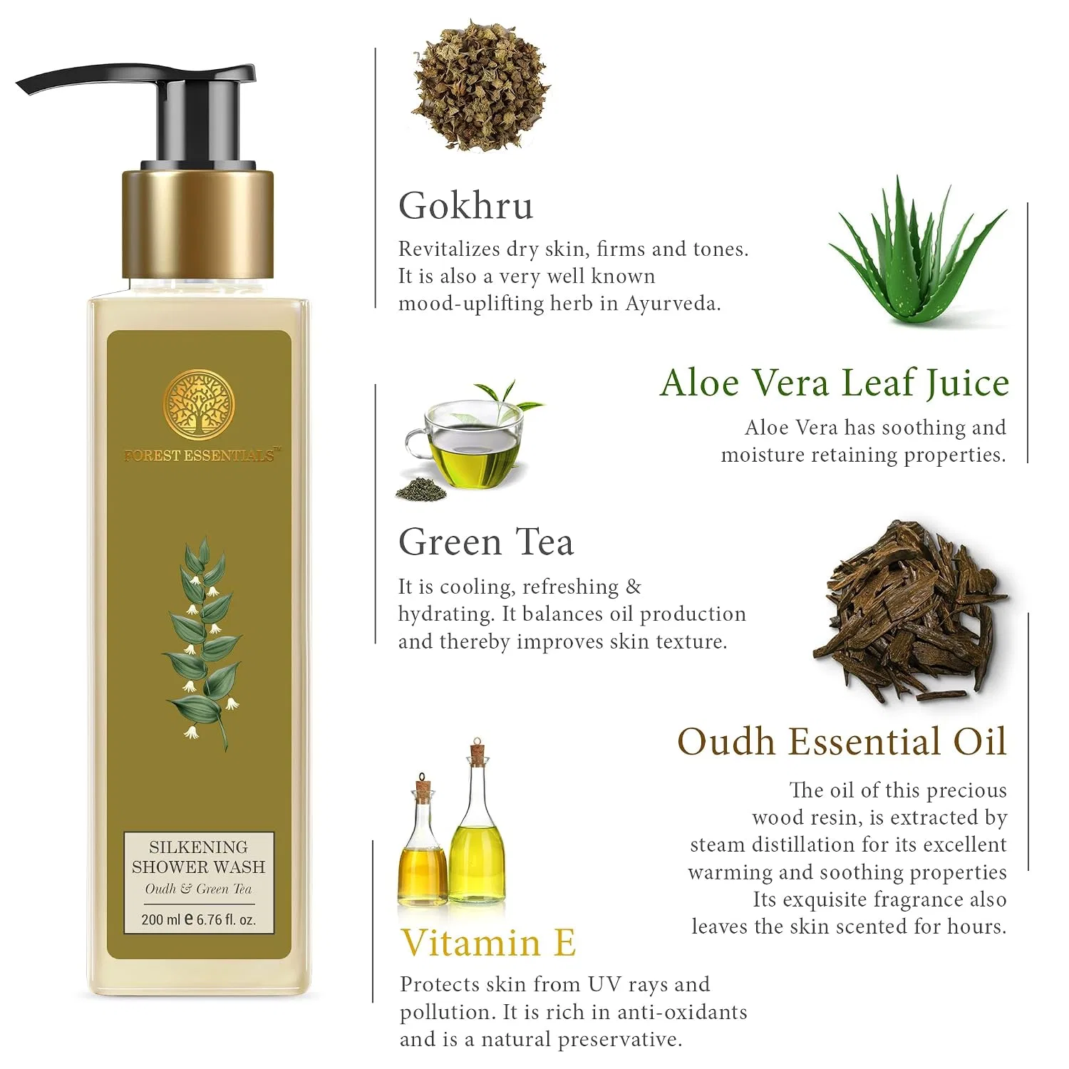 Гель для душа Silkening Shower Wash, Forest Essentials, 200 мл — фото 4