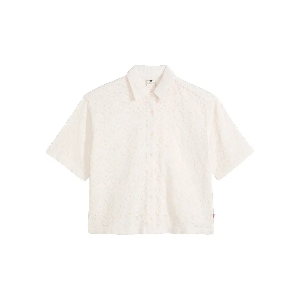 Женская хлопковая рубашка с кружевом Harlie Levi's, White — фото 3