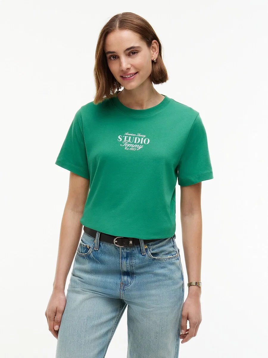 Футболка TOMMY HILFIGER нефритового цвета — фото 2