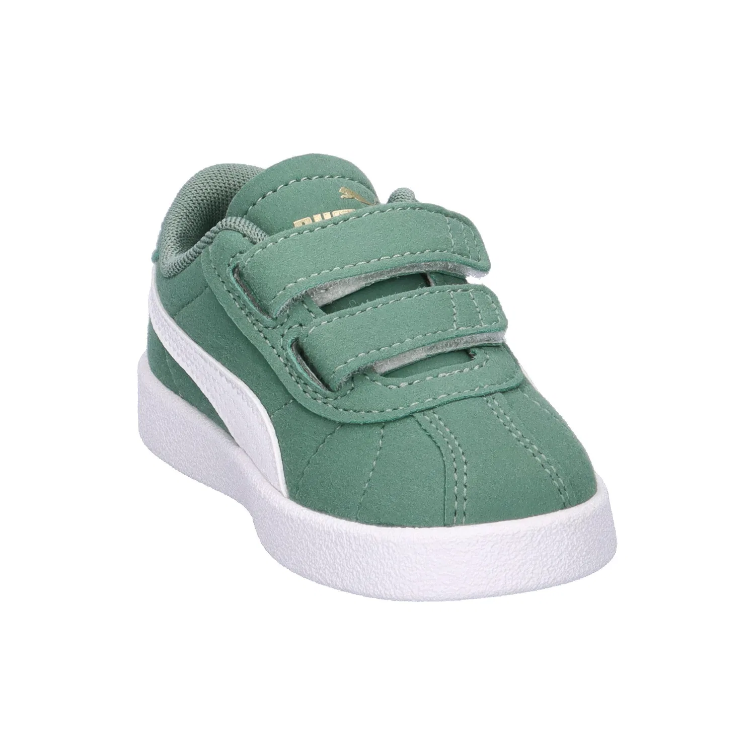 Детские кроссовки с замшевым верхом Club II Puma, Grun Weiss Gold — фото 2