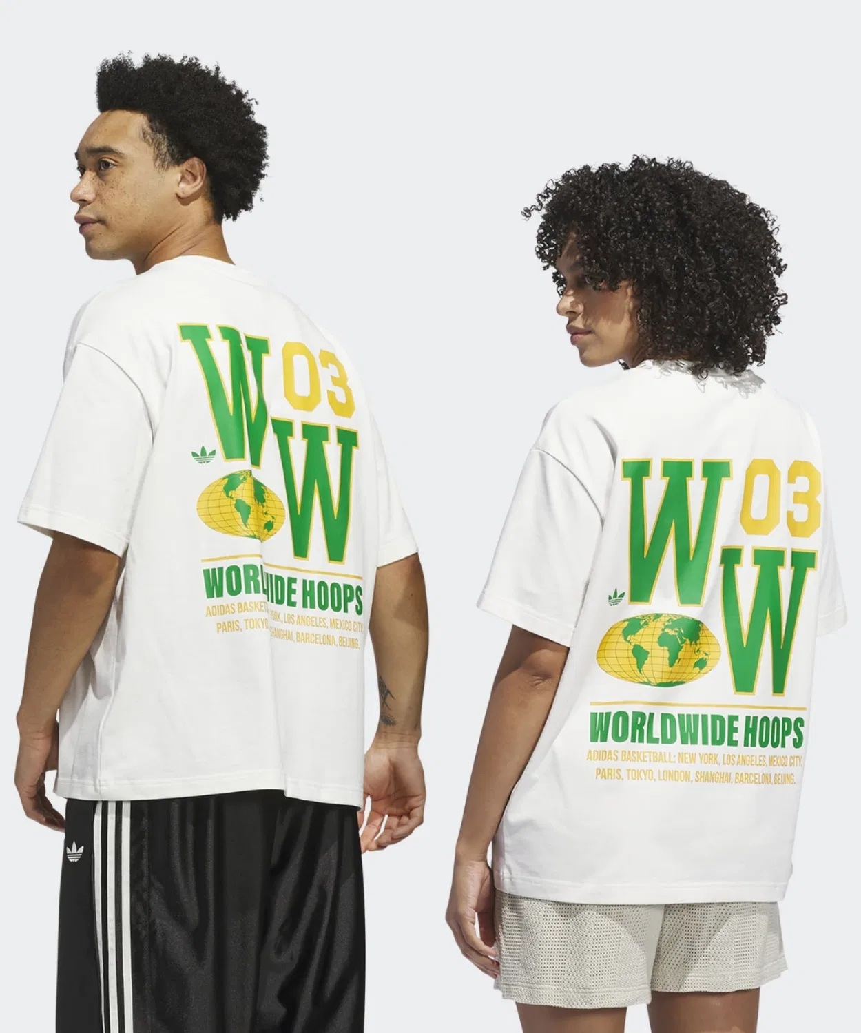 Мужская футболка с принтом Worldwide Hoops Spotlight GFX Adidas Originals, Белая — фото 2