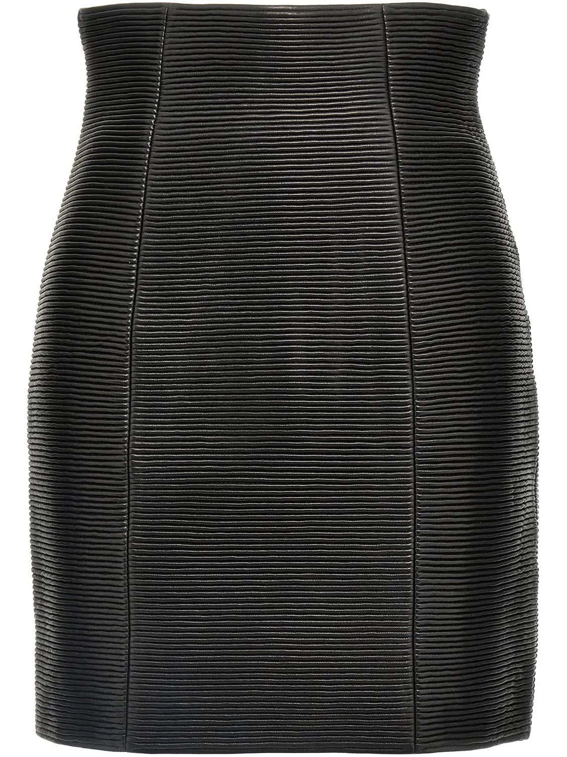 Кожаная юбка Balmain, черный