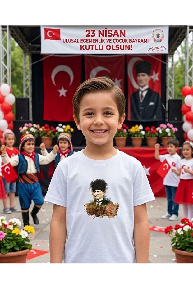 Детская футболка с принтом Ataturk Printed Lorvex, White