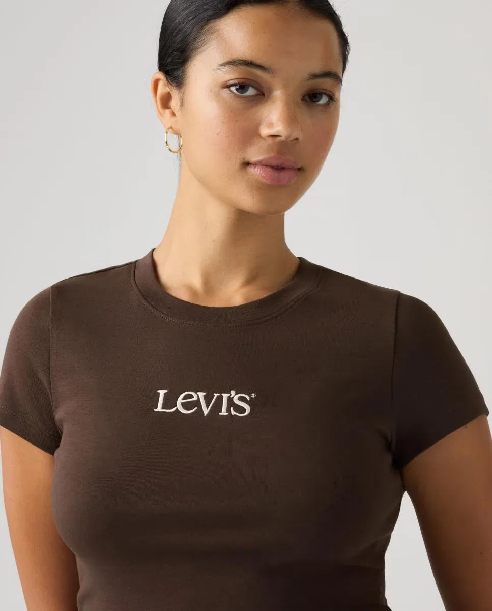 Женская футболка с коротким рукавом, Crop, Levi's, темно-коричневый — фото 3
