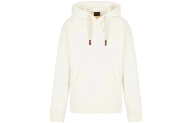 Мужской худи на шнурке с длинным рукавом EMPORIO ARMANI, White