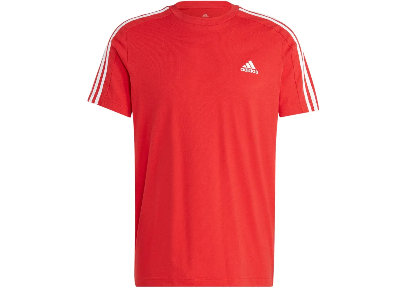 Мужская футболка с логотипом Adidas Essentials Single Jersey 3-Stripes, цвет Better Scarlet White