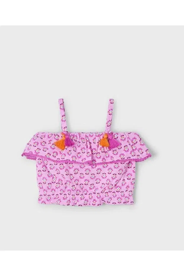 Детская футболка для девочек с принтом Fluffy Printed Top Mayoral, Pink — фото 4