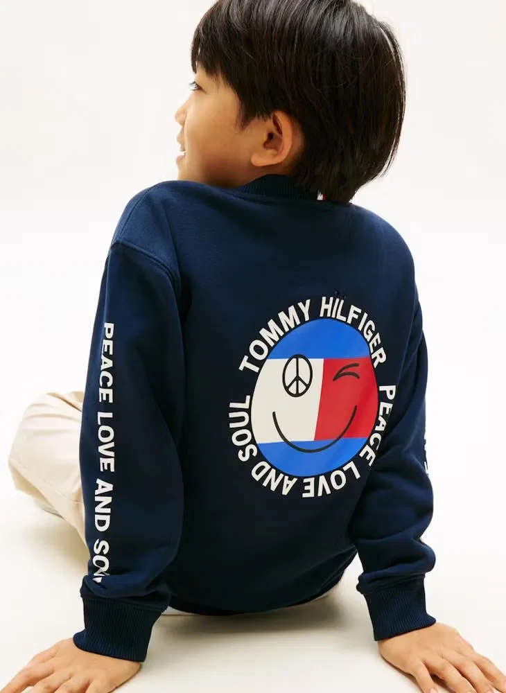 Свитшот с принтом Smiley flag Tommy Hilfiger, темно-синий — фото 3