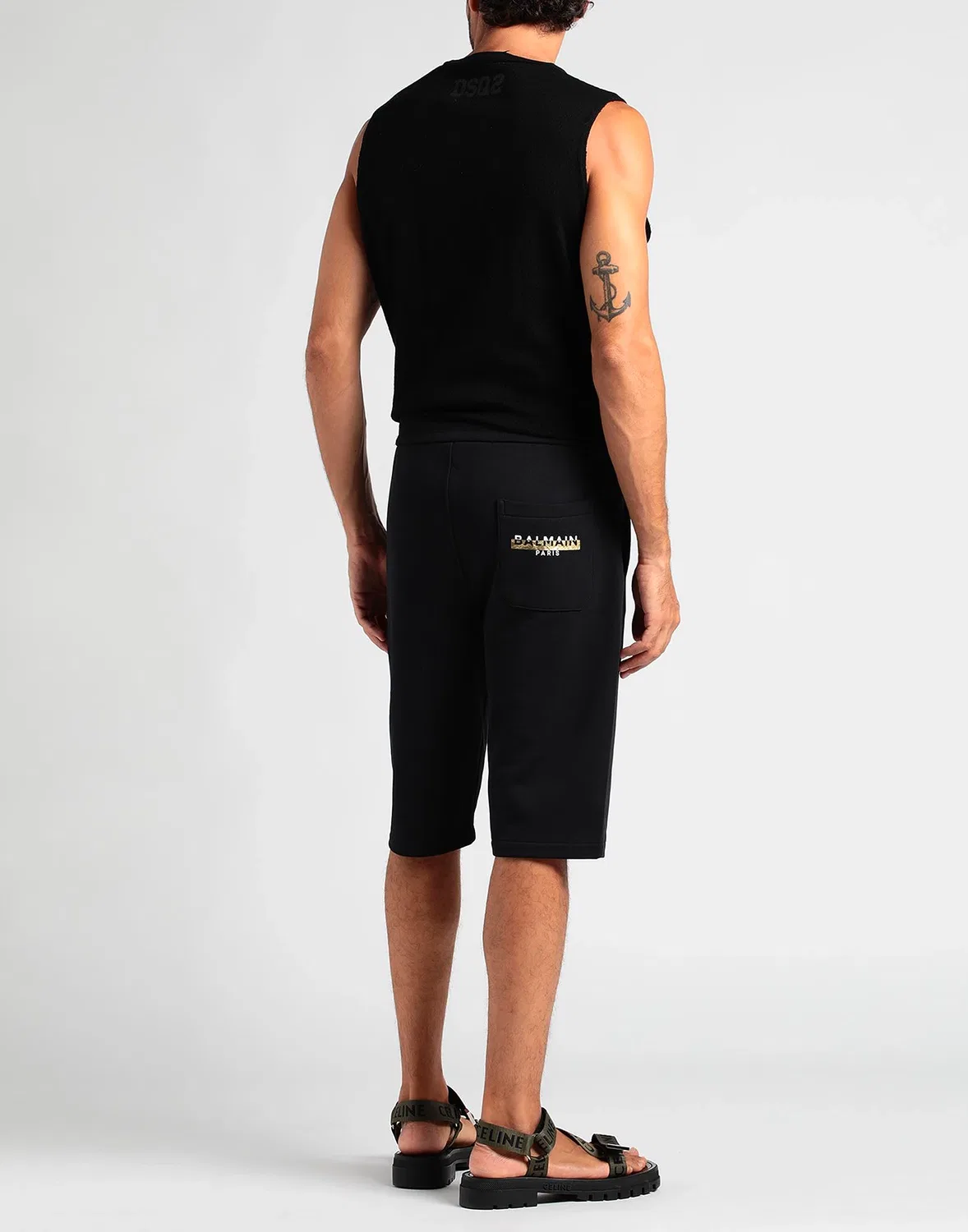 Мужские спортивные шорты с принтом Athletic Shorts Balmain, черный — фото 3