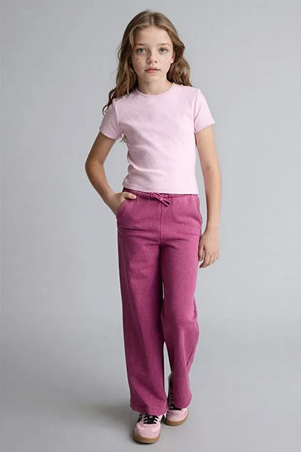 Детские широкие брюки для девочек хлопковые Defacto, Pink-Pn10