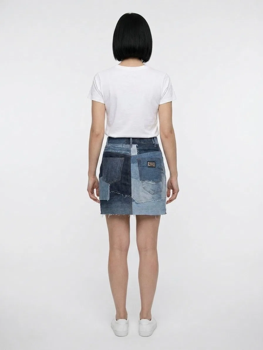 Женская хлопковая мини-юбка Bicolor Cotton Mini Skirt Dolce & Gabbana, Bicolor — фото 2