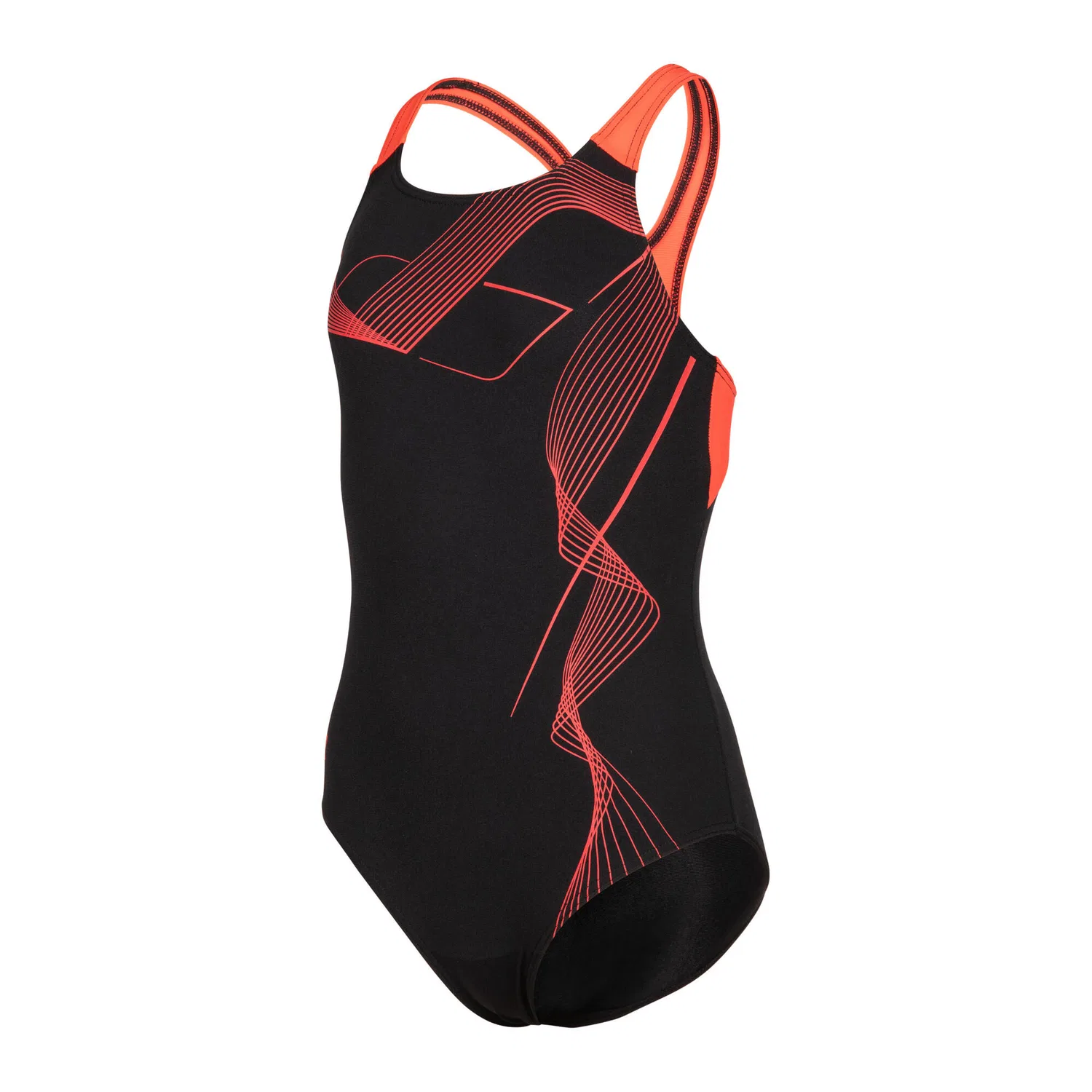 Детский купальник для девочек с закрытой спиной Vibe Swimsuit Swim Pro Back Arena, Schwarz Rot Schwarz — фото 3