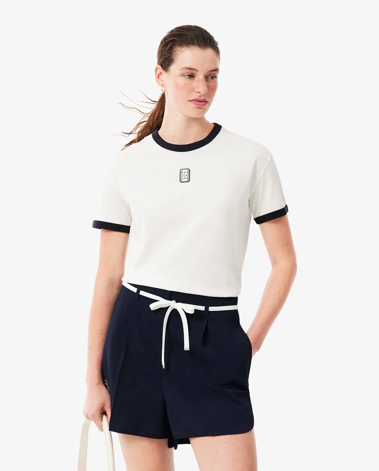 Футболка Lacoste Azul Marino с длинным рукавом, базовый крой, темно-синий