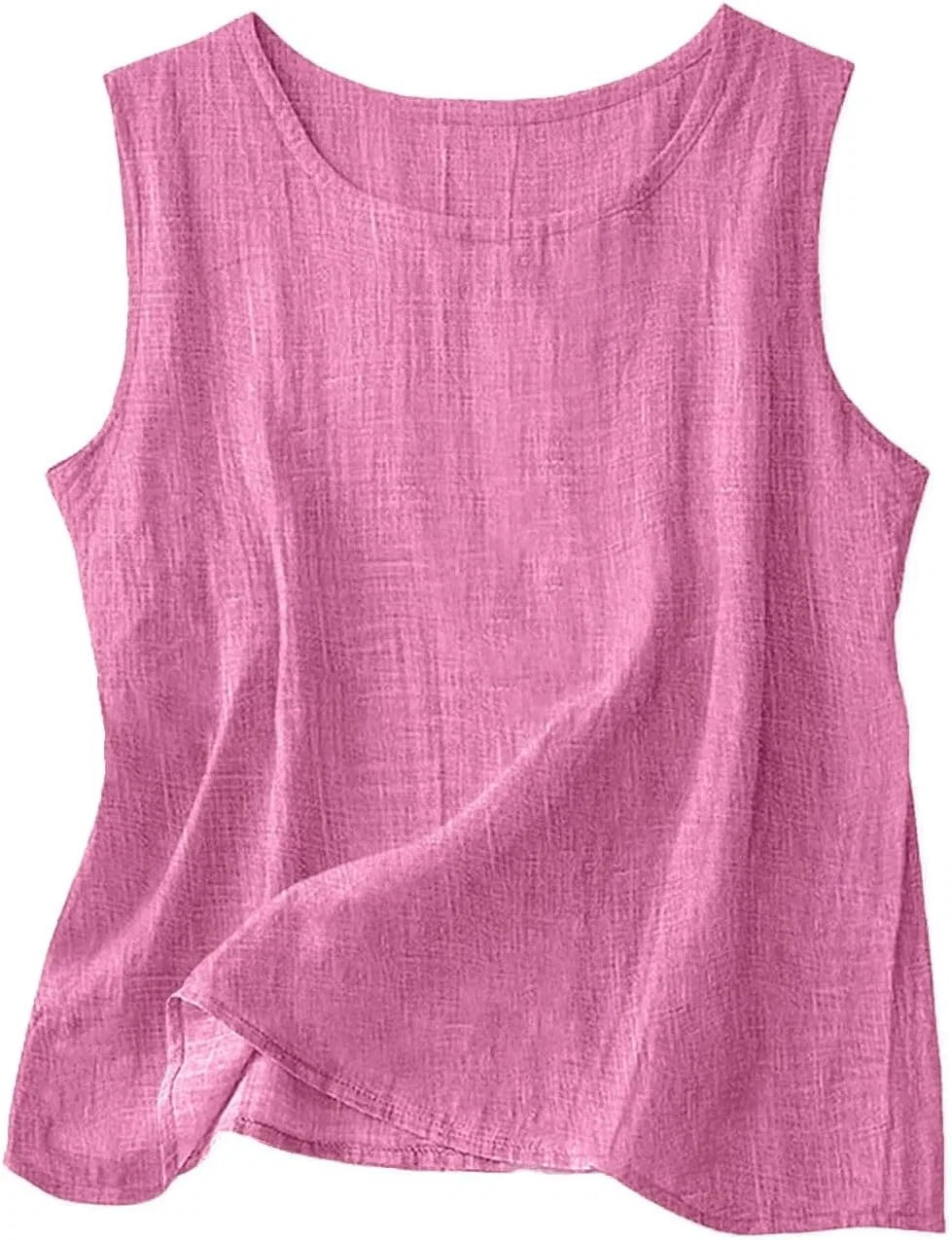 Женский топ без рукавов из льна и хлопка, 18-pink
