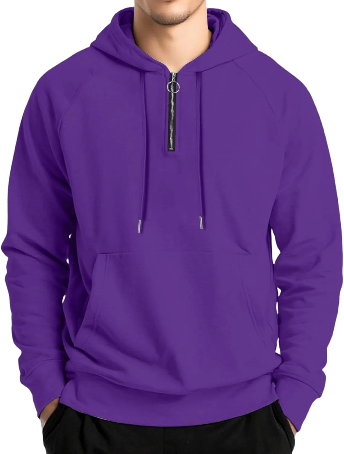 

GOFULY мужская толстовка с четвертью молнией, большие размеры, флис, тактическая, с капюшоном и карманом