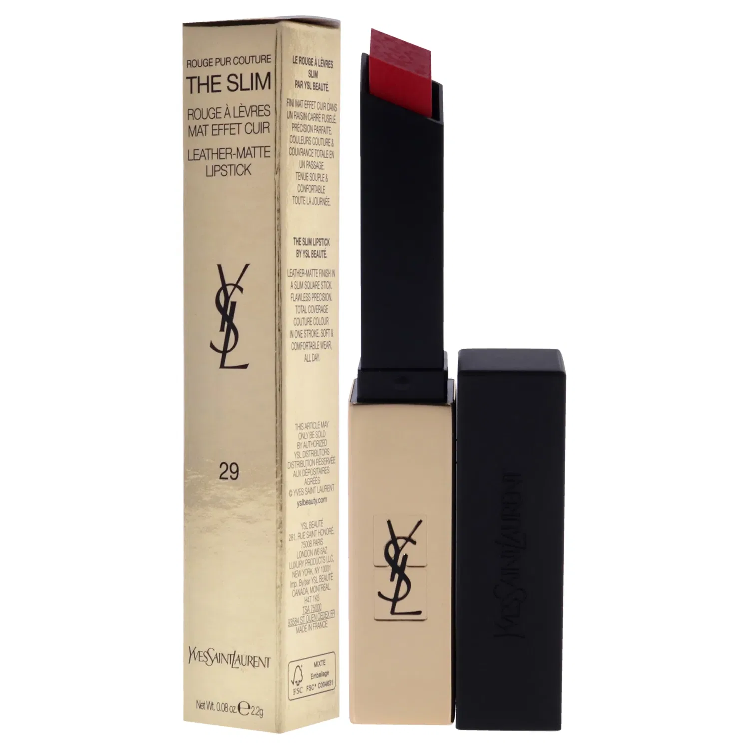Матовая помада Rouge Pur Couture The Slim Matte Lipstick - 29 Coral Revolt от Yves Saint Laurent для женщин - 0,08 унции — фото 4