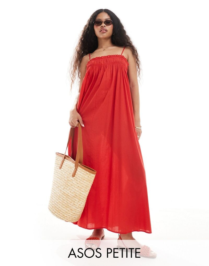 

Красное пляжное платье макси с трапецией ASOS Petite
